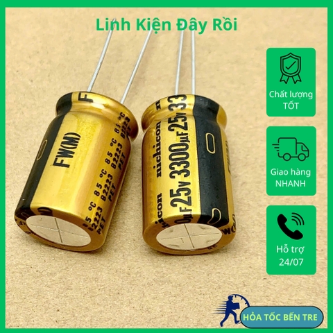 2 cái tụ điện hóa FW 3300uF 25V 3300uF25V3300uF 16x25mm chính hãng NICHICON