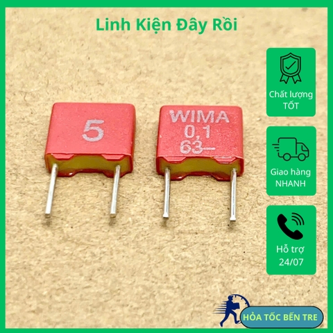 5 cái tụ WIMA Đức 63V 0.1uF 104 100nF MKS2 chính xác 5%