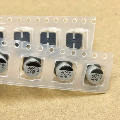 10 cái tụ điện nhôm SMD 47uF 25V 47uF25V kích thước 6.3x5.4mm