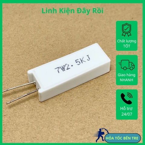 Điện trở sứ 7W 2.5Kohm 2.5KR 252 kiểu dọc