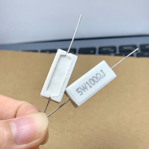 5 cái điện trở sứ 5W 100ohm 100R 101 kiểu ngang