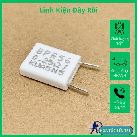 5 cái điện trở sứ BPR56 5W 0.25ohm 0.25R R25 kiểu chân dọc
