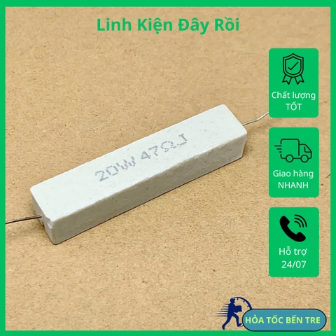 5 sản phẩm điện trở sứ 20W 47R 47ohm 470 kiểu chân ngang