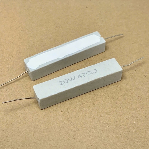 5 sản phẩm điện trở sứ 20W 47R 47ohm 470 kiểu chân ngang