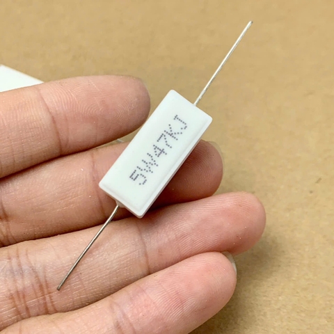 10 sản phẩm điện trở sứ 5W 47Kohm 47KR 473 chân ngang