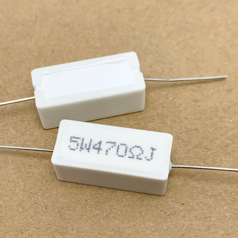 10 cái điện trở sứ 5W 470R 470ohm kiểu chân ngang 22x10x10mm
