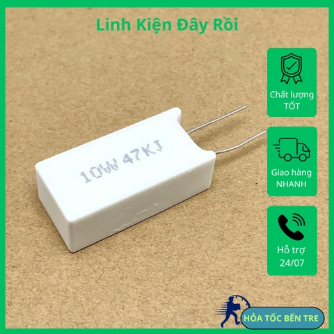 2 cái điện trở sứ 10W 47Kohm 47KR 47K 473 chân dọc