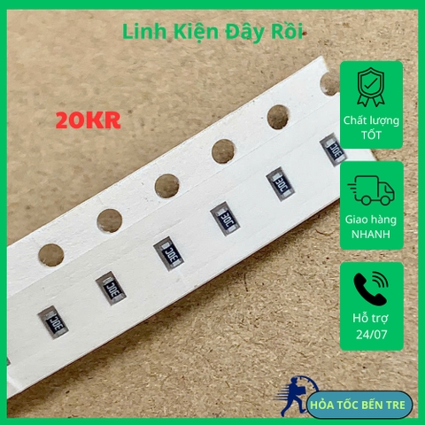 20 cái điện trở dán SMD 0603 20KR 20Kohm 30C 203 2002