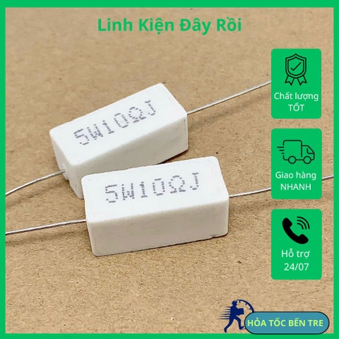 5 cái điện trở sứ 5W 10R 10ohm kiểu chân ngang 22x10x10mm
