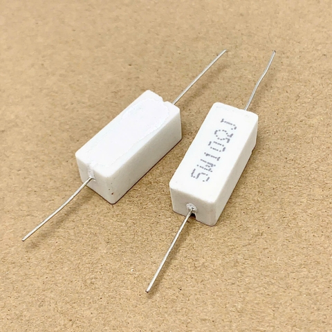 5 cái điện trở sứ 5W 10R 10ohm kiểu chân ngang 22x10x10mm