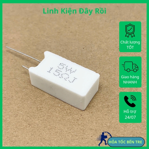 5 cái điện trở sứ 5W 15R0 5W15RJ 15ohm 25x13x8mm