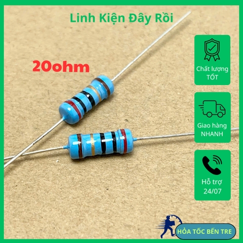 20 cái điện trở vòng màu 1W 20ohm 20R 1%