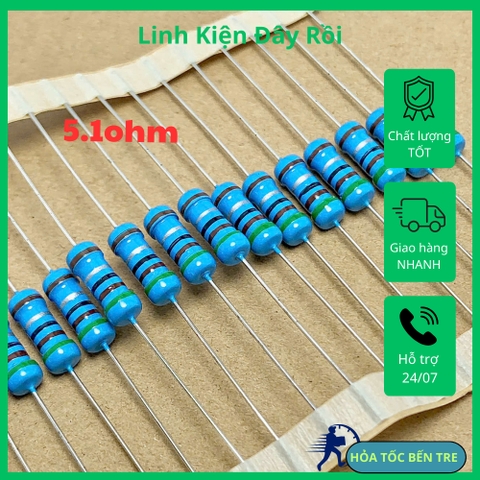 10 sản phẩm điện trở vòng màu 1W 5.1ohm 5R1 1%