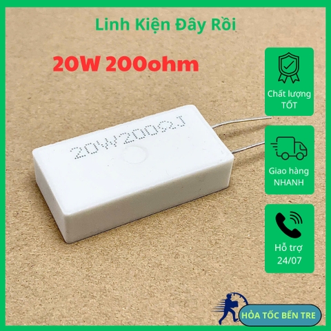 2 cái điện trở sứ 20W 200ohm 200R 201 20W200R kiểu dọc