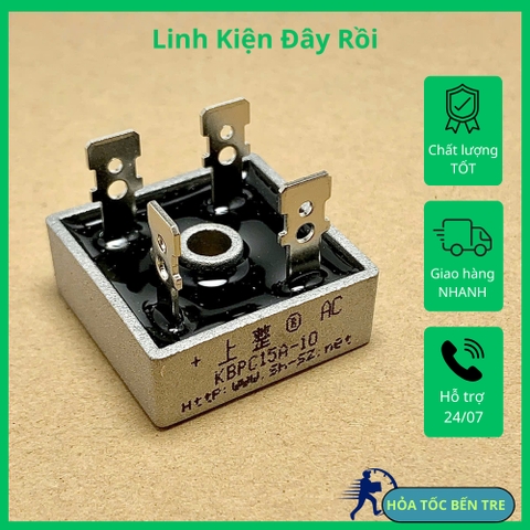 KBPC1510 KBPC 1510 KBPC15A-10 cầu chỉnh lưu Diode 1000V 15A kích thước 28x28mm