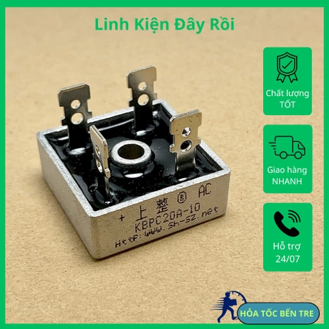 KBPC2010 KBPC 2010 KBPC20A-10 cầu chỉnh lưu Diode 1000V 20A kích thước 28x28mm