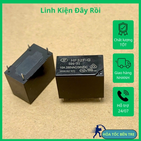 2 cái relay JZC/HF32F 24-HS-(10A) HF32F-G-024-HS cuộn dây 24V tải 250VAC 10A kích thước 10x15x18mm