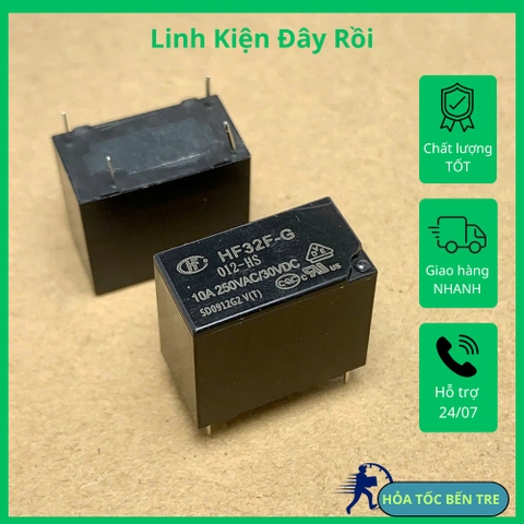 2 cái Relay JZC/HF32F 012-HS-(10A) HF32F-G-012-HS cuộn dây 12V tải 250VAC 10A kích thước 10x15x18mm