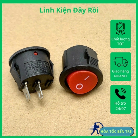 5 cái công tắc tròn ON OFF KCD11 màu đỏ 250V 3A kích thước 15mm