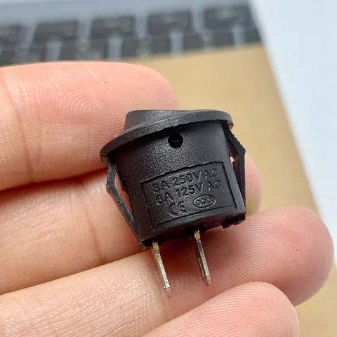5 cái công tắc tròn ON OFF KCD11 màu đen 250V 3A kích thước 15mm