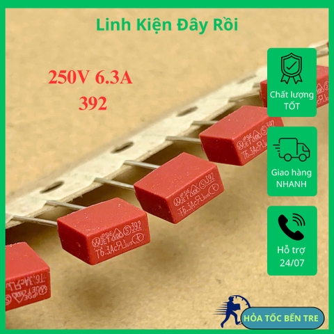 5 cái cầu chì thổi chậm 392 T6.3A 250V hình chữ nhật