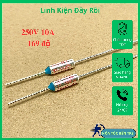 10 cái cầu chì nhiệt RY TF169°C RY169  250V 10A 169 độ