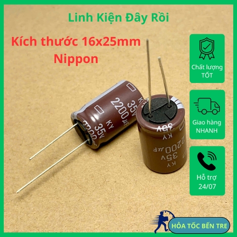 2 cái tụ điện hóa 2200uF 35v 2200uF35V YXF Rubycon KY NCC 16x32mm 16x25mm