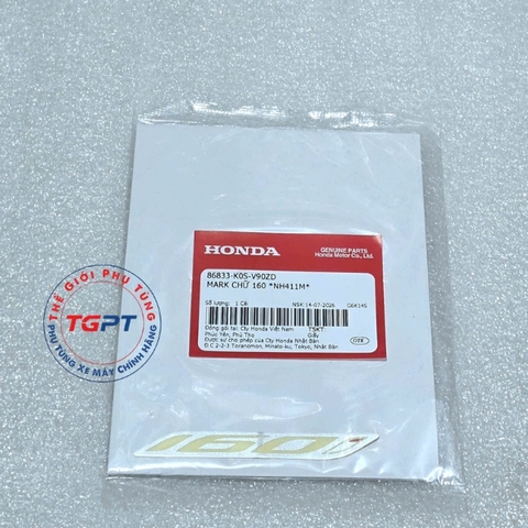 Mark Chữ 160, Tem chữ 160 SH 2020+ - 86833-K0S-V90ZA/ 86833-K0S-V90ZB/ 86833-K0S-V90ZC/ 86833-K0S-V90ZD