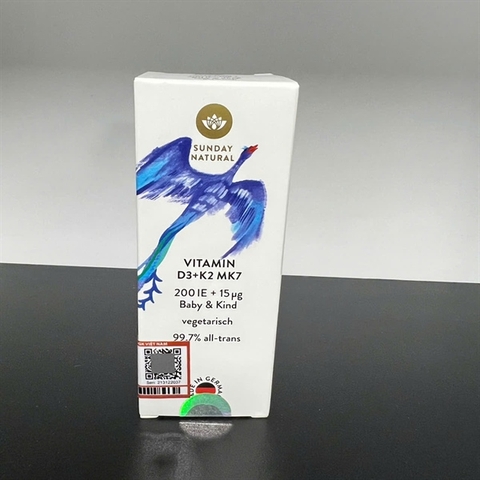Viatmin D3K2 MK7 Sunday Natural Vegetarisch 10ml (0-4Y) chay thường