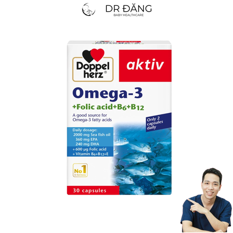 Bổ sung Omega 3+ Folic acid & B6 B12 Doppel herz 30 viên (18+) - 12T