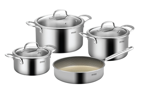 Bộ nồi Inox SUS304, 7 món, 3 lớp toàn thân GrandX GX 801 Premium