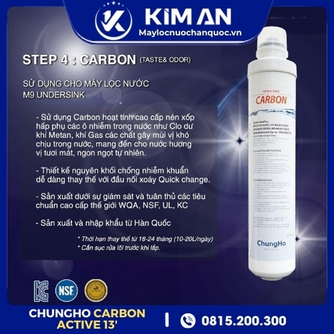Lõi Lọc Nước ChungHo Carbon Active 13” (Model: M9 Undersink)