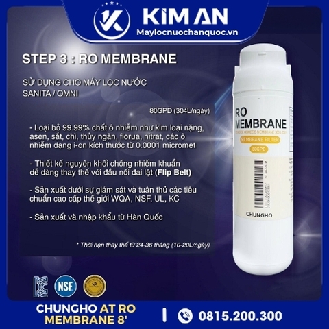 Lõi Lọc Nước ChungHo AT RO Membrane 8” (Model: Sanita, Sanita ICE)
