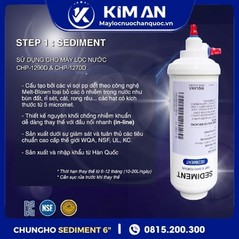 Lõi Lọc Nước ChungHo Sediment 6” (Model: CHP-1290D, CHP-1270D)