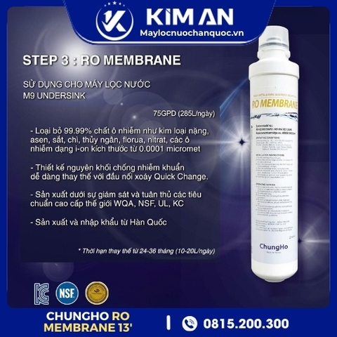 Lõi Lọc Nước ChungHo RO Membrane 13” (Model: M9 Undersink)