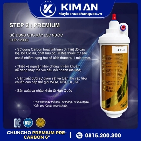 Lõi Lọc Nước ChungHo Premium-Carbon 6” (Model: CHP-1290D)