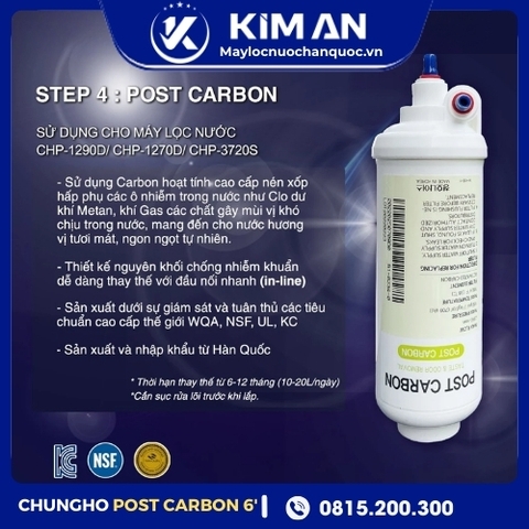 Lõi Lọc Nước ChungHo Post Carbon 6” (Model: CHP-1290D, CHP-1270D)