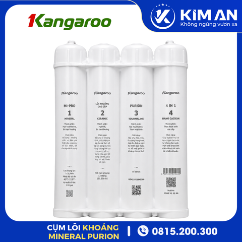 Cụm 4 Lõi Lọc Khoáng Mineral Purion Kangaroo Cao Cấp