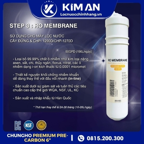 Lõi Lọc Nước ChungHo RO Membrane 12” (Model: CHP-1290D, CHP-1270D)