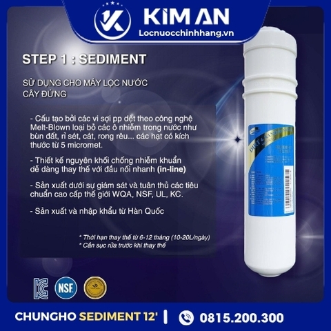 Lõi Lọc Nước ChungHo Sediment 12” (Model: WHI CAFFE)