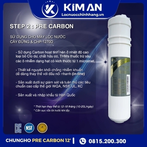 Lõi Lọc Nước ChungHo Pre-Carbon 12” (Model: WHI CAFFE)