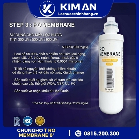 Lõi Lọc Nước ChungHo T RO Membrane 8” (Model: CHP-2321D)