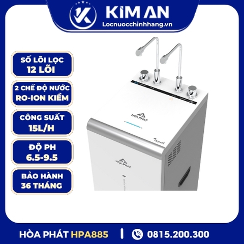 Máy lọc nước Hòa Phát Hydrogen ion kiềm RO nóng lạnh HyperS HPA885