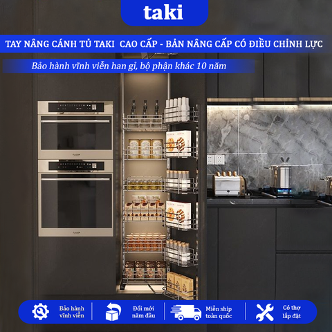 Tủ Đồ Khô Nhà Bếp 12 Ngăn 6 Tầng NAN DẸT CELAENO CAO CẤP, INOX 304, Hệ Ray Giảm Chấn - Bảo Hành Vĩnh Viễn - Có Thợ Lắp