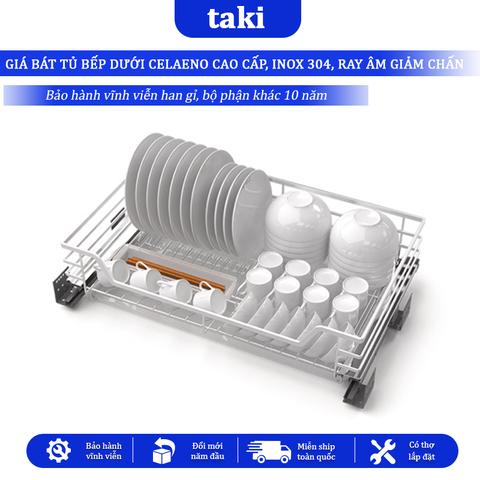 Giá Kéo Bát Đĩa Đa Năng Tủ Dưới CELAENO CAO CẤP 2025, INOX 304, Ray Giảm Chấn, Bảo Hành Vĩnh Viễn, Có Thợ Lắp