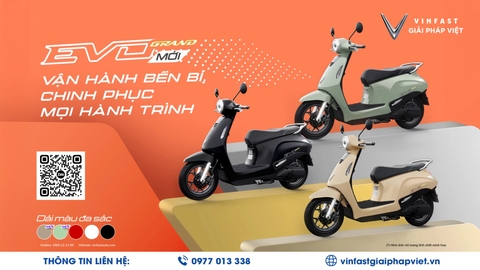 VinFast ra mắt xe máy điện Evo Grand với 2 pin có thể tháo rời, đi được tới 262 km/lần sạc