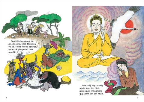 Tranh truyện dân gian Việt Nam - Sự tích cây nêu ngày Tết