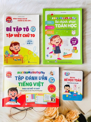 CB hành trang vào lớp 1 ( cơ bản) ( 3 quyển tặng kèm thẻ bé hoc toán )