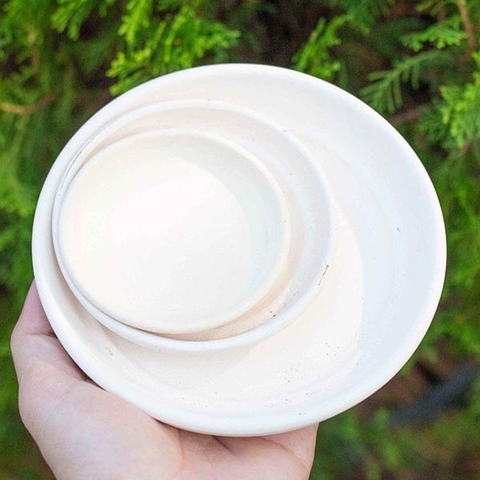Đế lót chậu đất nung trắng 8 cm
