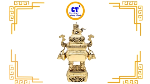 Đỉnh lư vuông trơn gia tiên cao 54cm, 62cm